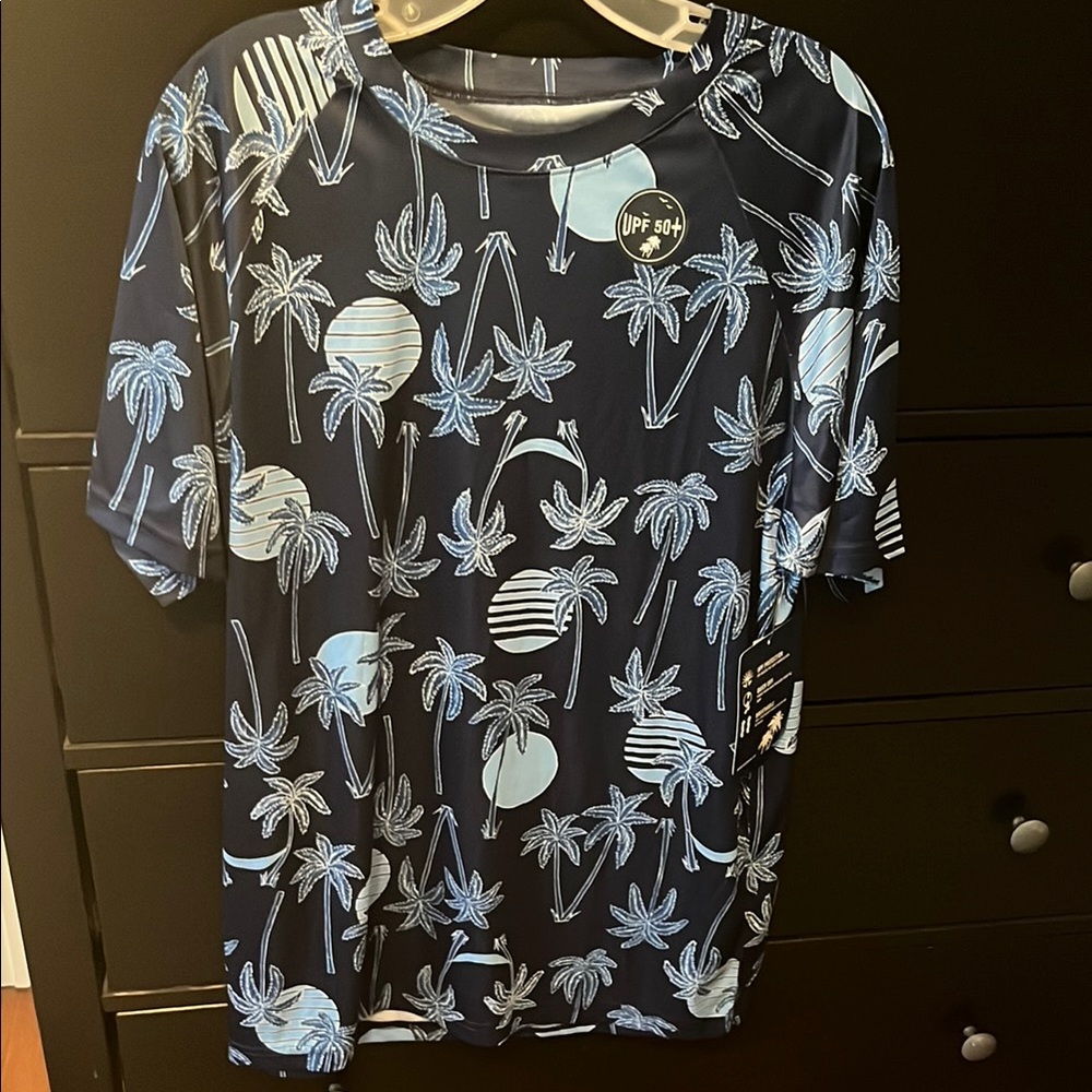 UPF 50+ Navy Blue Palm Tree Shirt